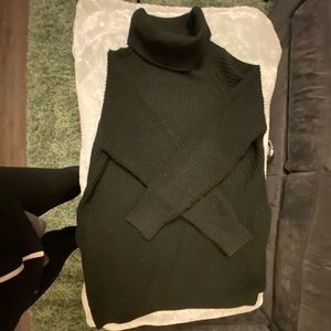 Black turtleneck sweater dress with pockets